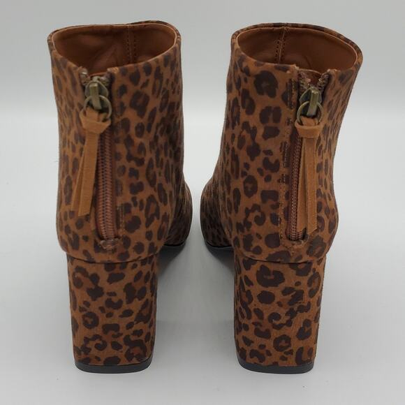 Ann Taylor Loft Leopard Animal Print Block Ankle Boot Side Zip Bootie Shoe 7.5W - Picture 4 of 8